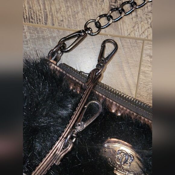 SHARIF Black Faux Fur Handbag Crossbody Handbag 2000s - Picture 11 of 11